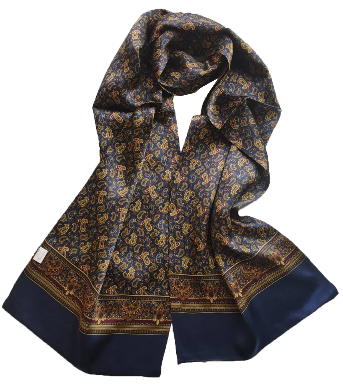 FEIMANYUAN ผ้าพันคอยาวผู้ชาย 100 ผ้าไหมลาย Paisley ธุรกิจ Tie เสื้อเชิ้ตลําลอง Double Layer Blue