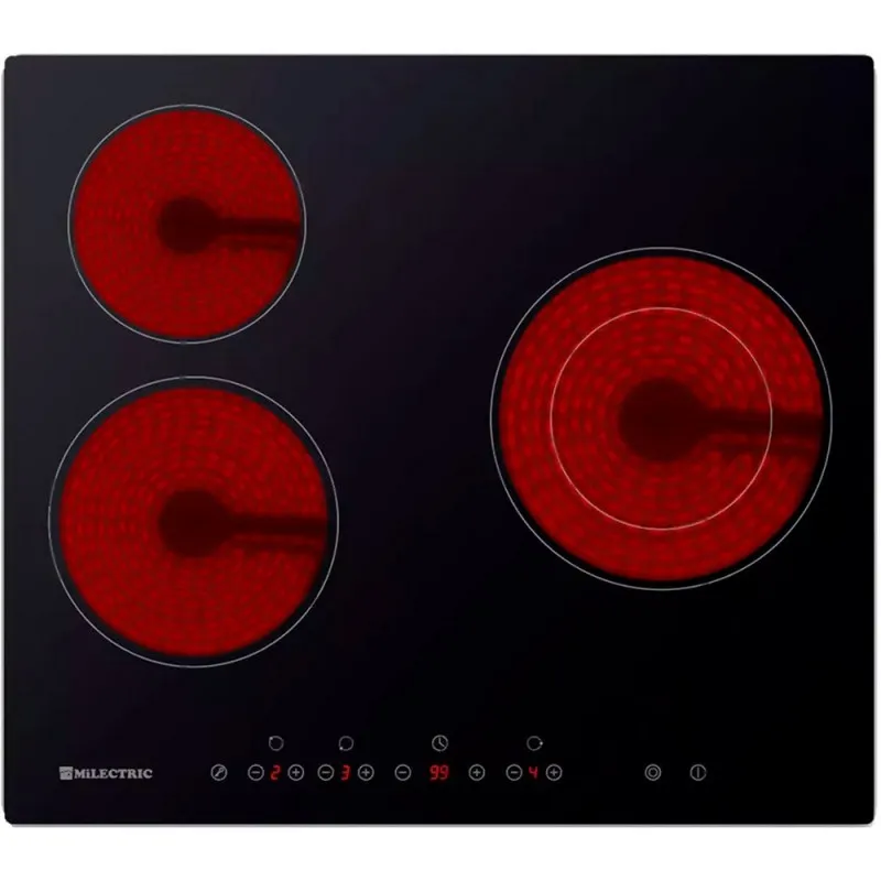 Vitroceramic countertop-Milectric ECM-3F - 9 levels, 3 zones, touch Control