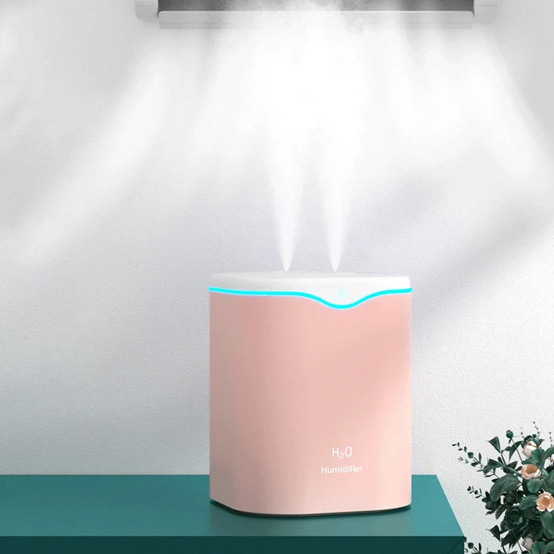 공기 가습기 에센셜 오일 아로마 디퓨저, 다채로운 LED 조명 가습기, 아로마 디퓨저 더블 깍지