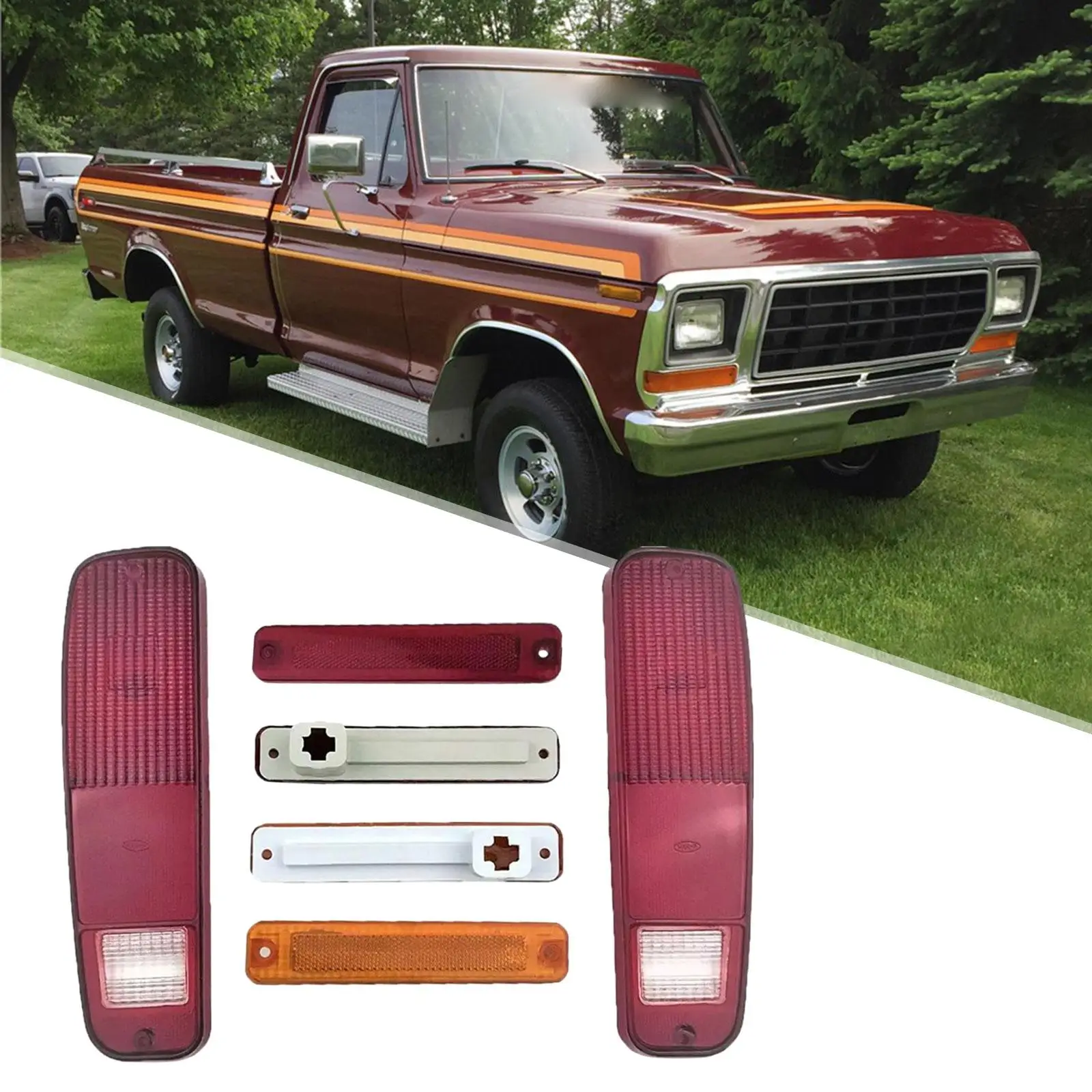 

6x Tail Light and Side Fenders Kit Practical High Performance Professional Replacement for Ford Truck's 73-79 Bronco's 78-79