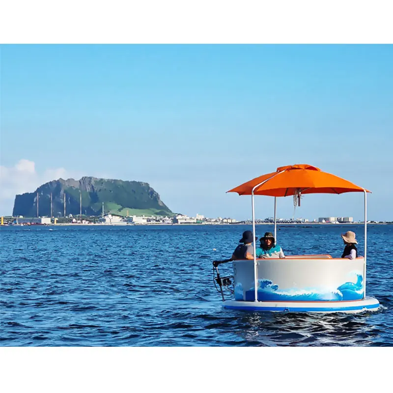 Inflatable Grill Boat Water Park Multifunctional Floating Island Rowing Boats With Tent