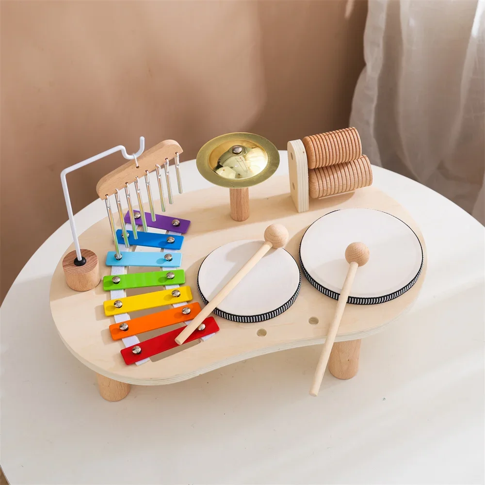 Wooden Multi-functional Musical Instrument Toys Kids Montessori Toys Early Learning Educational Toys for Children Toddlers