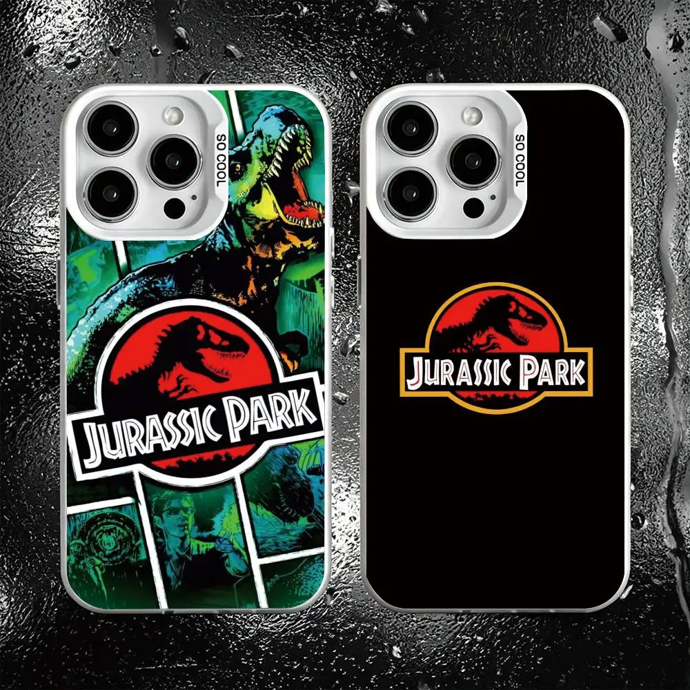 

J-Jurassic Park Dinosaur World Phone Case For iPhone 17,16,15,14,13,12,11 Plus,Pro Max,XS,Colorful Silver White Cover