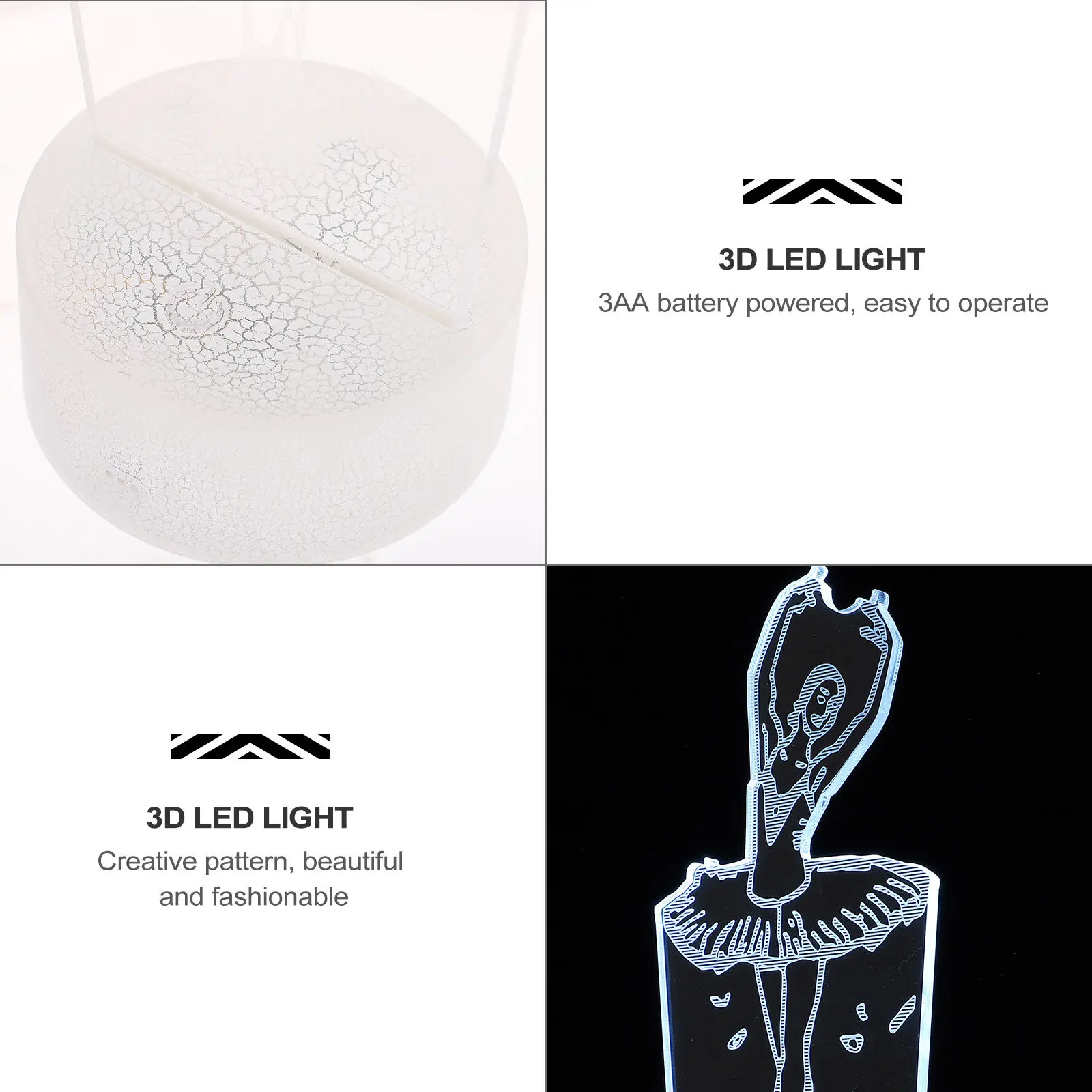 1Set Acrylic Dancer Light Lamp Table Small For Bedside Night Light New Year Decor 3D Modes Bedroom Desk