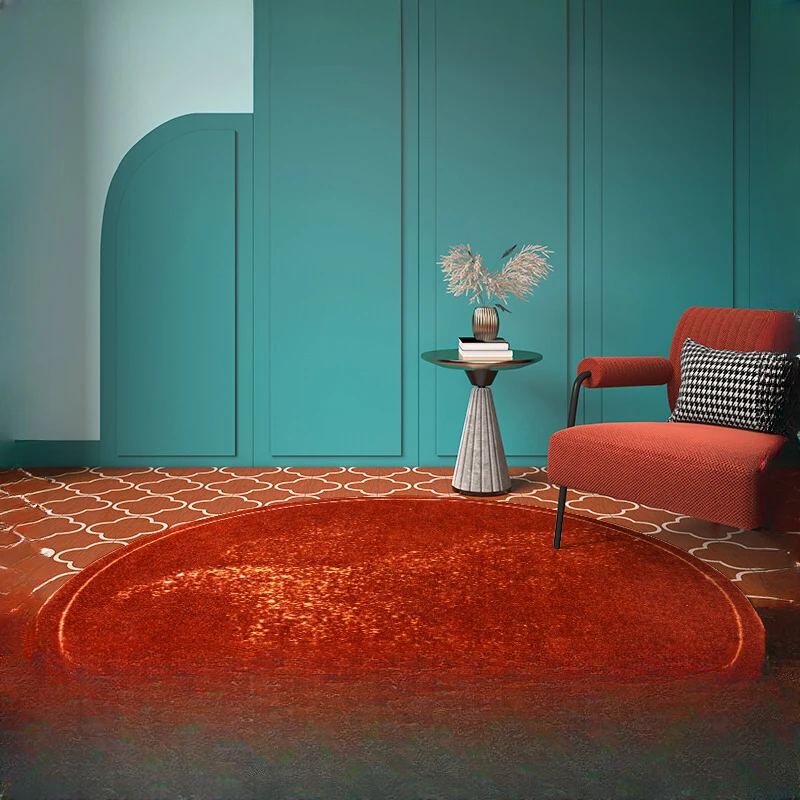 Light Luxury New Chinese Red Circular Carpet for New Year/Living Room, Tea Table, Bedroom, Computer Chair, Home Use