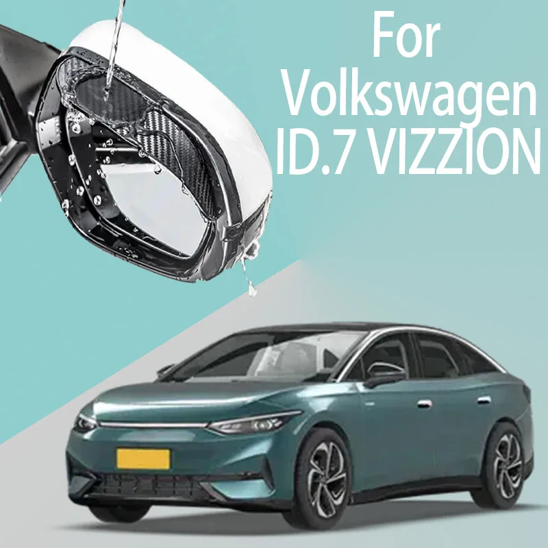 

For Volkswagen ID.7 VIZZION car rearview mirror rain brow thickened carbon fiber texture rearview mirror rain brow