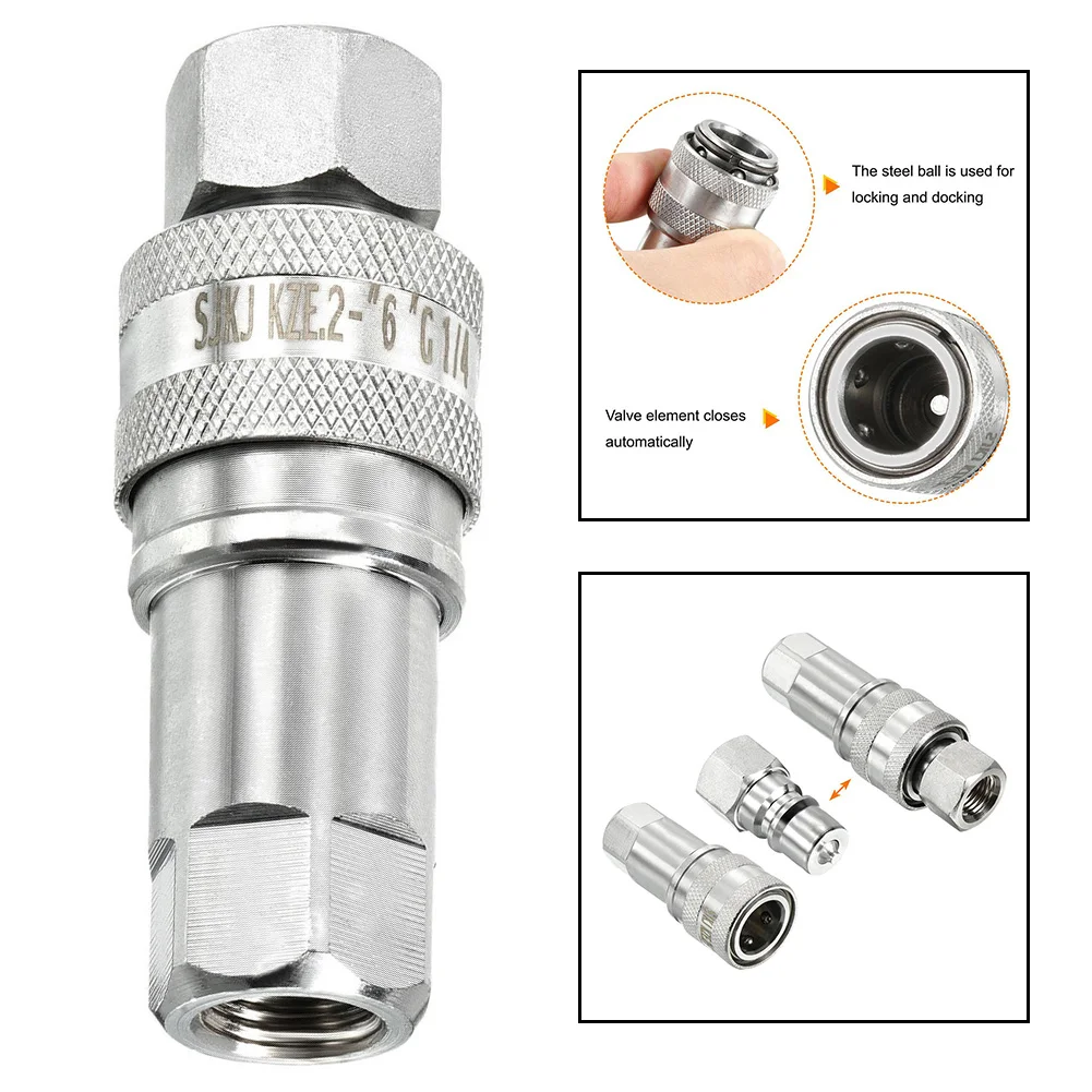1 Set Hydraulic Quick Connect Coupler Set Carbon Steel G1/4 Female Thread Pipe Fitting High And Low Temperature Resistant