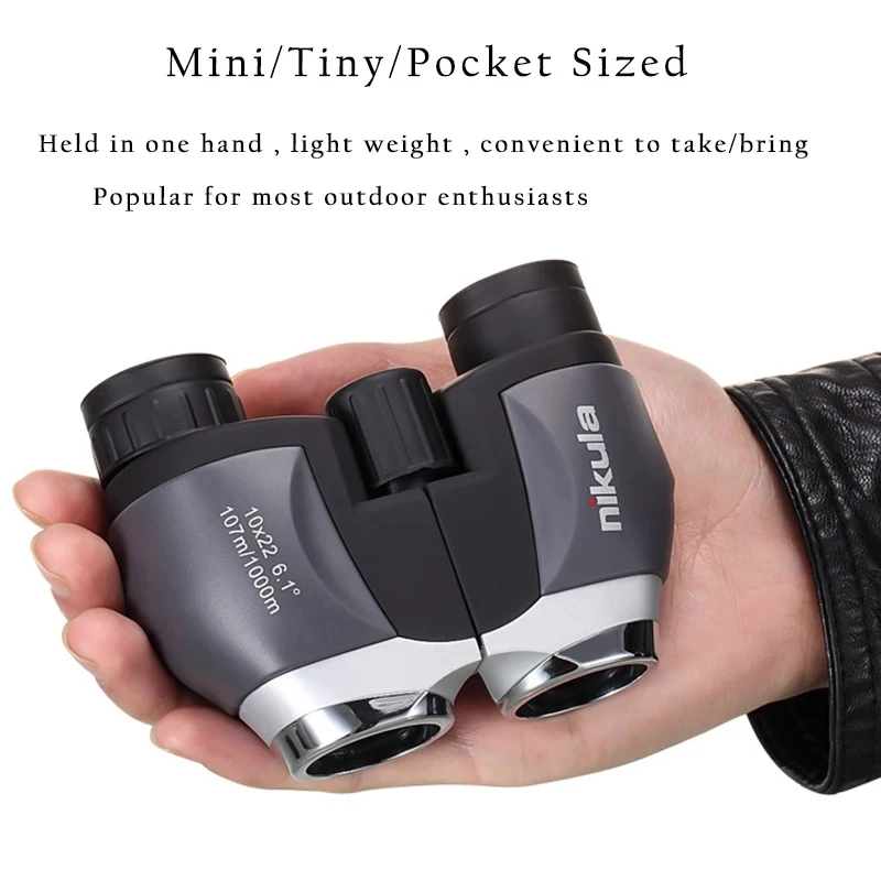 

NIKULA-Pocket Mini Monocular Binoculars HD Powerful BAK4 Prism Waterproof Telescope Long Range Hunting Optical Scope 10x22 1000m