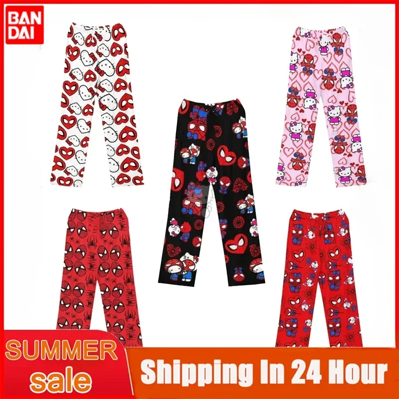 

Miniso Hello Kitty Spider-man Cotton Loose Ladies Pants Pyjama Trousers Women Men Cartoon Sleep Bottoms Lounge Wear Girl Sleep