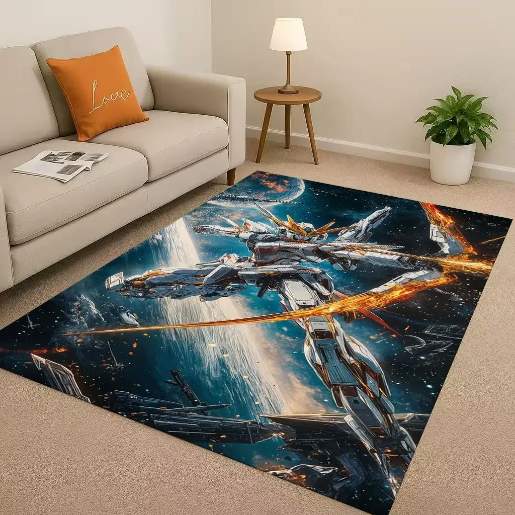 HD Gundam Cartoon Robot Christmas Gift Christmas Living Room Non-Slip Area Rug Carpet For Bedroom Sofa,Home Doormat Kids