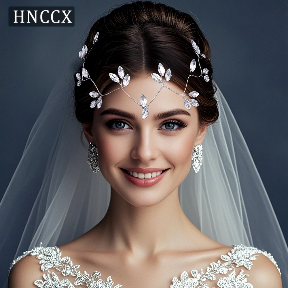 

HNCCX Simple Rhinestone Bridal Tiara Headband Women Foreband Headpieces Wedding Hair Accessories Bridesmaid Hair Jewelry CP838