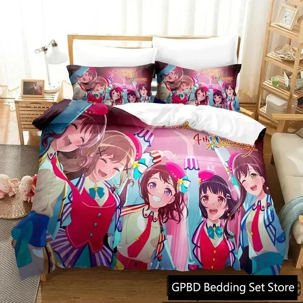 Luxury New 3D Print BanG Dream Anime Girls Band Party Bedding Set Boys Girls Twin Queen Duvet Cover Pillowcase Bed boys Adult