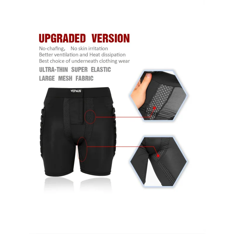 شورت مبطن ثلاثي الأبعاد قابل للتنفس من VEPAUS لهوكي الجليد والتزلج على الجليد والجمباز والتزلج على الجليد - ماص للرطوبة، مرن، عالي S #3