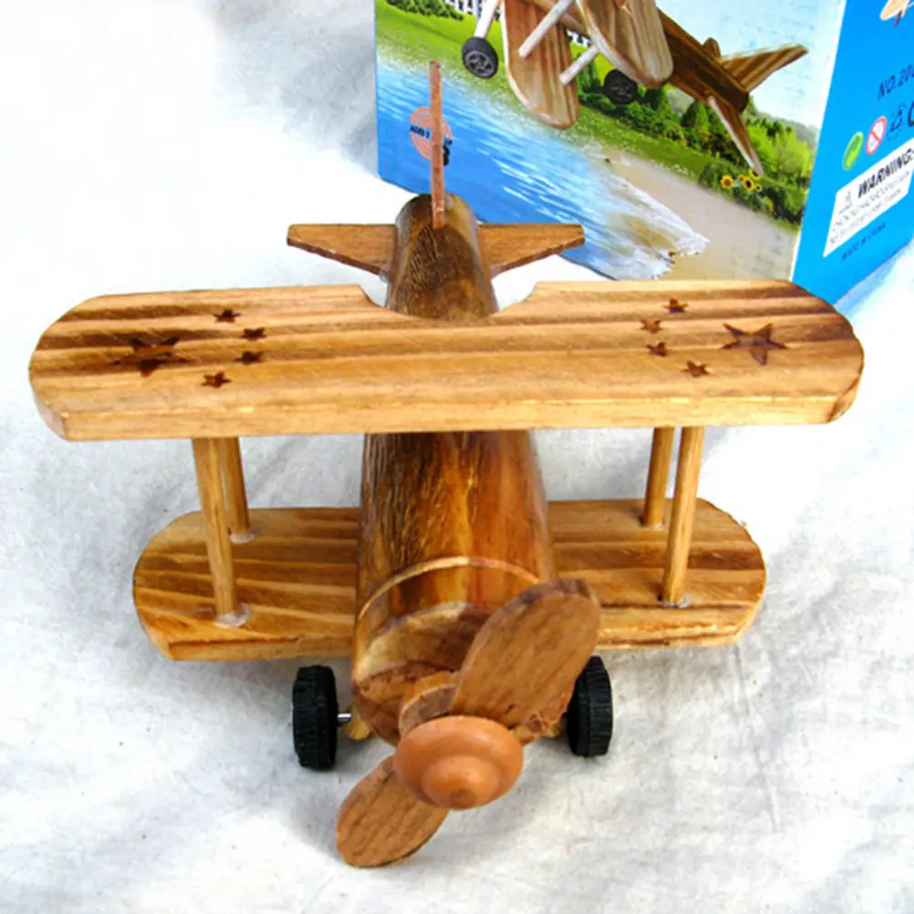 

2Pcs Wooden Airplane Warplane High-Intensity Wood Craft Home Office Desktop Decoration Ornament Gift for Kids Family Friends