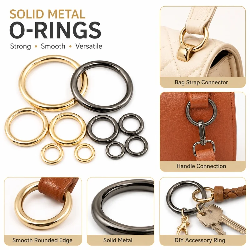 5/10Pcs 15-50mm Metal O Ring Buckles Round Strap Links for Handbag Handle Pet Collar Leash Belt Keychain Leathercraft Hardware