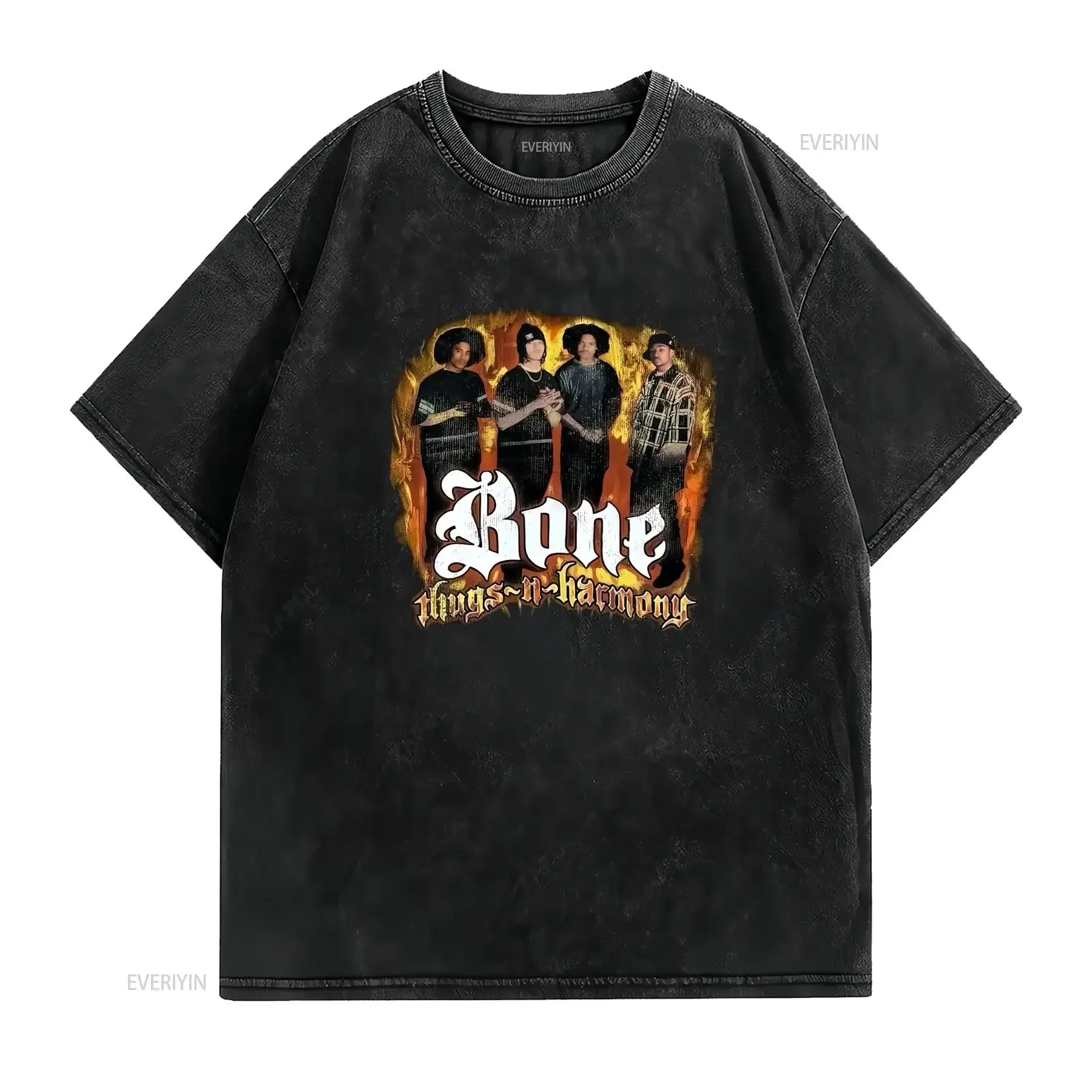 Bone Thugs N Harmony Retro T Shirt Adult Size 1X Black Rap Music vintage Washed Comfortable Versatile fashion homme Breathable