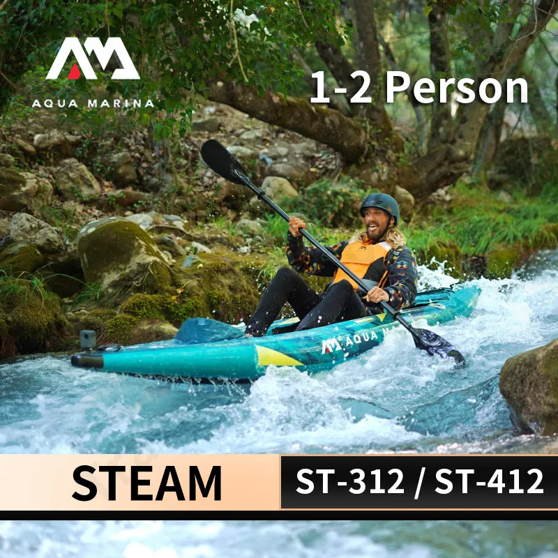 

AQUA MARINA STEAM Canoe Kayak Inflatable Boat 1-2 People 840D PVC Fishing Kayaks Paddle Boat Fun Water 10L Waterproof Kayak Bag