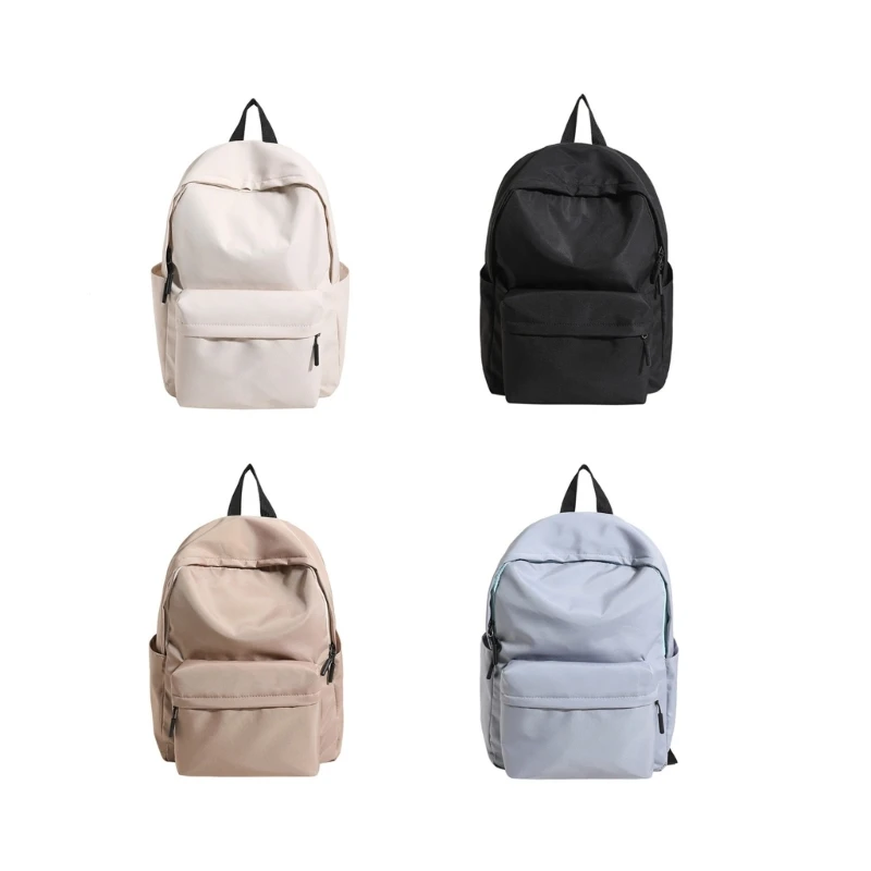 Fashion Nylon School Backpack for Women Solid Color Laptop Backpack School Bag Teenagers Girls Travel Rucksack