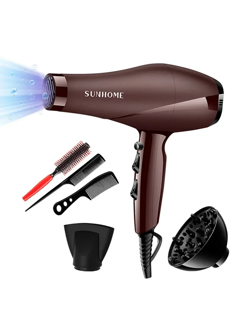 SUNHOME 6-Piece Professional Hair Dryer Set ,1800W Negative Ionic Fast Dry Low Noise Blow Dryer, Professional Salon Hair Dryers