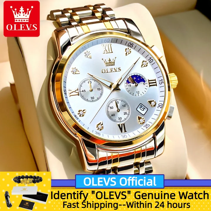 

OLEVS 2858 Quartz Men's Watch Multifunctional Moon phase Waterproof Watch Luxury Original Men's Watch Classic