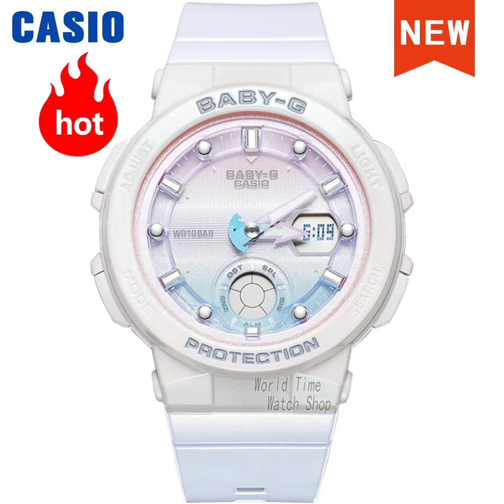 Casio-Conjunto de relojes de marca de lujo para mujer, Relojes LED digitales a la moda, de cuarzo, deportivos, resistentes al agua hasta 100m