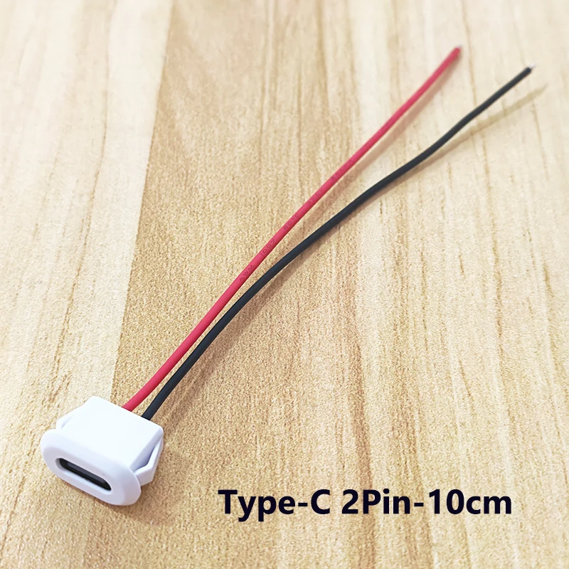 1/2/5PCS Type-C Female Panel Mount Connector 2P/4P With PH2.0 Terminal Cable Injection Molded Charging Plug Jack For Electronics