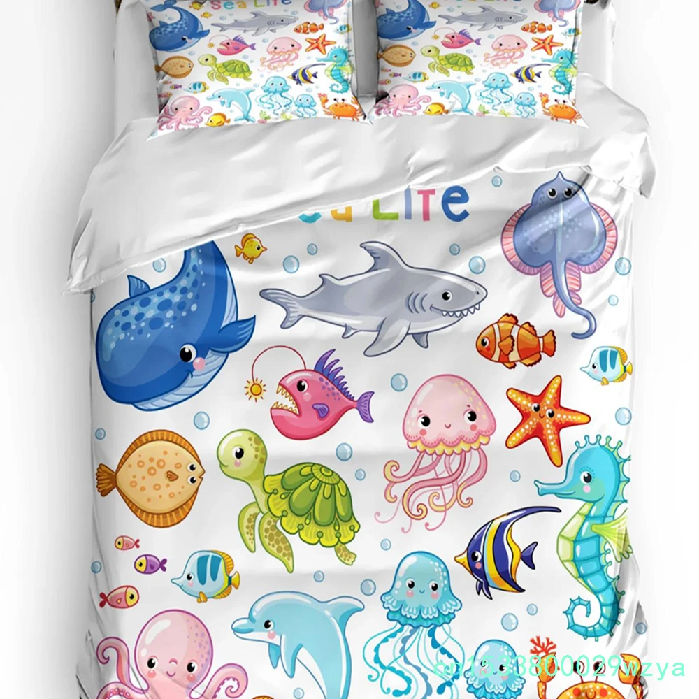 Shark Sea Wavy Teeth Mouth Printed Comfort Duvet Cover Pillow Case Home Textile Quilt Cover Boy Kid Teen Girl 3pcs Bedding Set