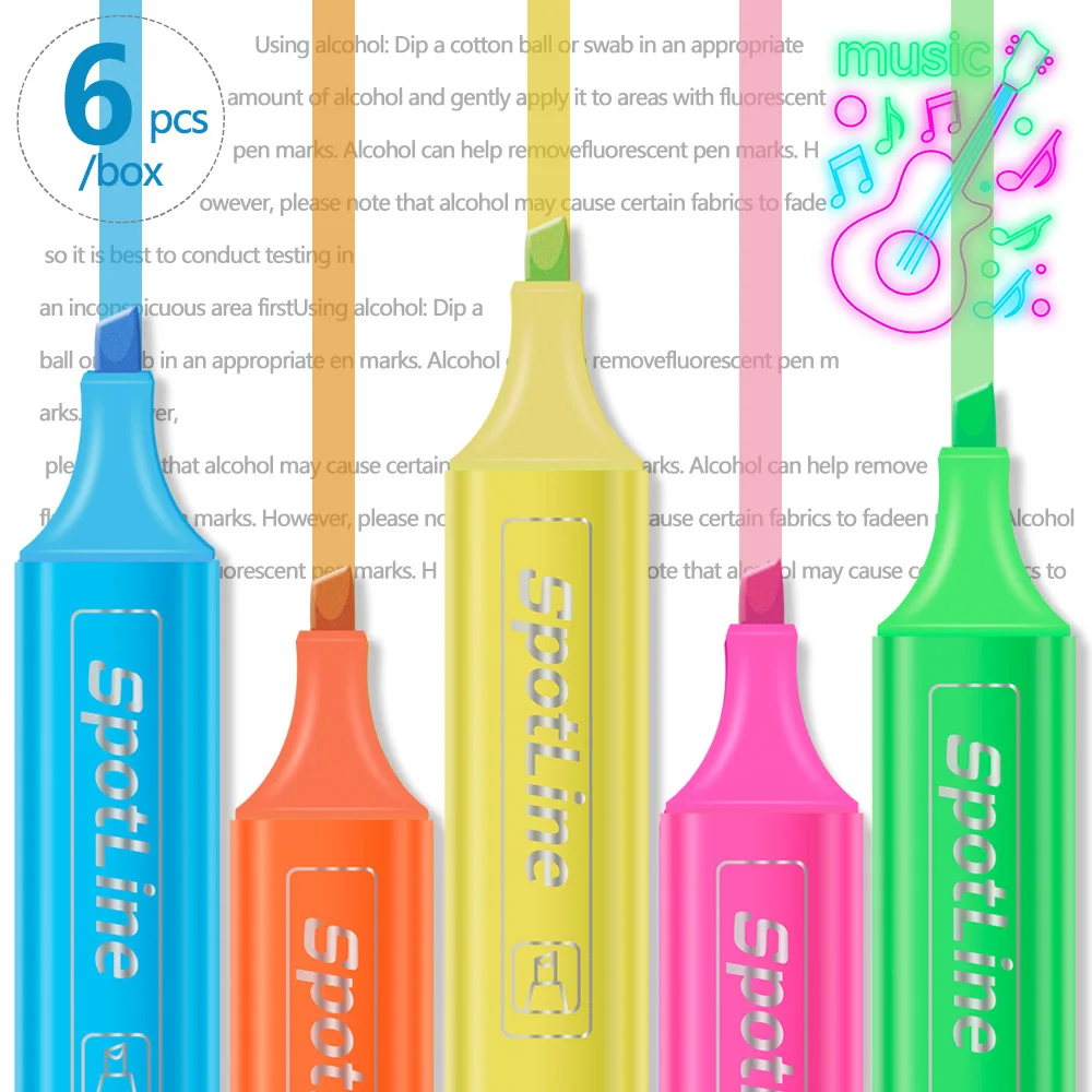 Imagem -03 - Fluorescente Desenho Highlighters Marcadores Pastel Flat Single Head Cor Clara Oblíquo Material Escolar Pcs por Conjunto