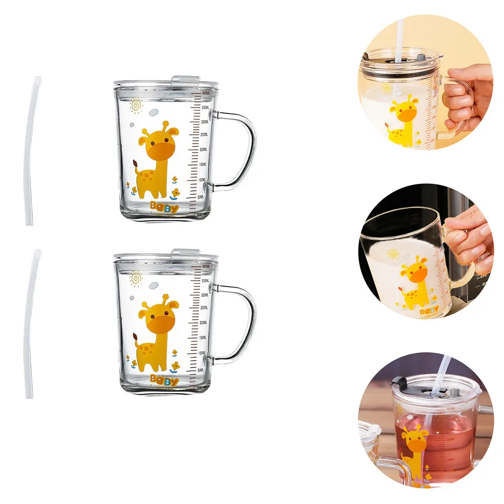 

Набор из 2 детских кружек с ручкой, безопасных для микроволновки, с мерной шкалой, для молока, воды, кофе, для дома и кухни