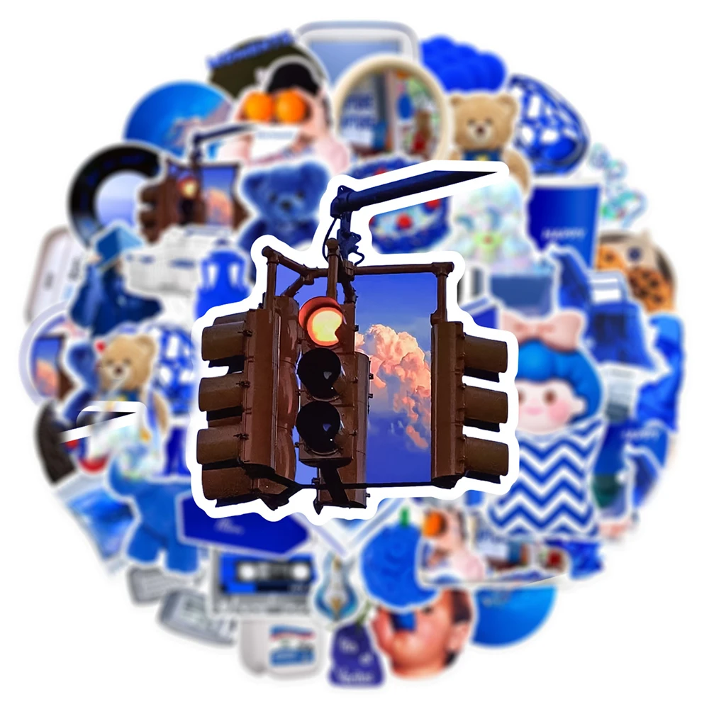 

10/30/50pcs INS Style Cartoon Blue Decoration Stickers Cute Aesthetic Decals DIY Scrapbook Luggage Phone Laptop Graffiti Sticker
