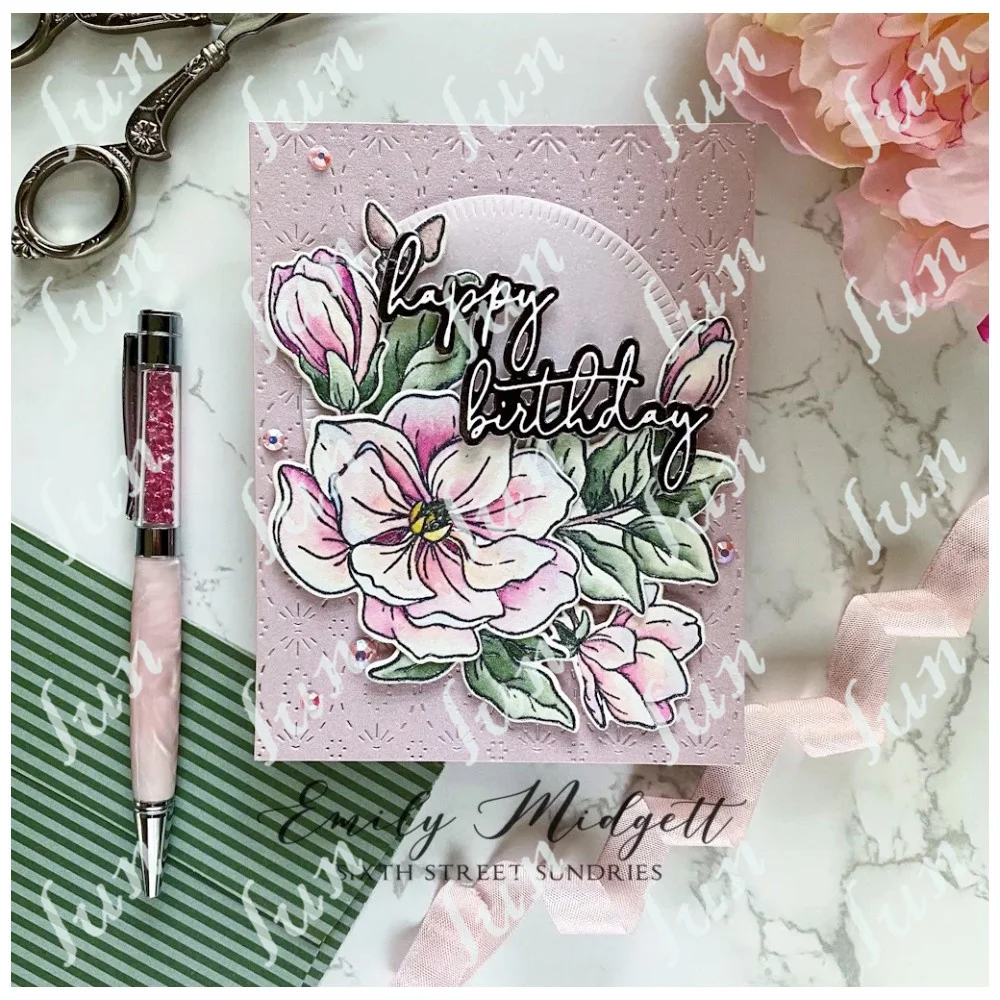 Gorąca sprzedaż nowe matryce do cięcia metalu kwiatowy Magnolia wyczyść znaczki DIY Album Scrapbooking kolaż szczęśliwy Plan prezent dekoracje