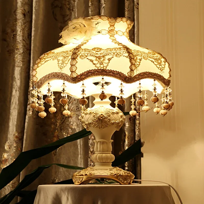 

E27 110V/220V Fashion luxury quality table lamp for bedroom, restin lampshade dimmable abajur bedside table lamp for living room