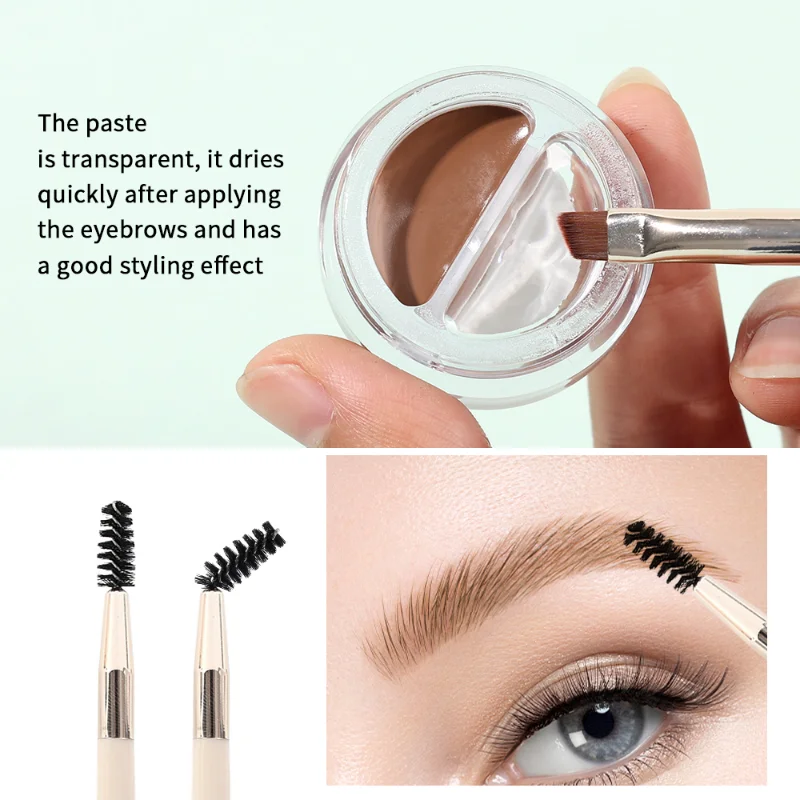 Matte Brown Black Eyeliner Eyebrow Cream Gel 3 Colors Waterproof Long Lasting Contouring Brow Cream with Brush Makeup Cosmetic