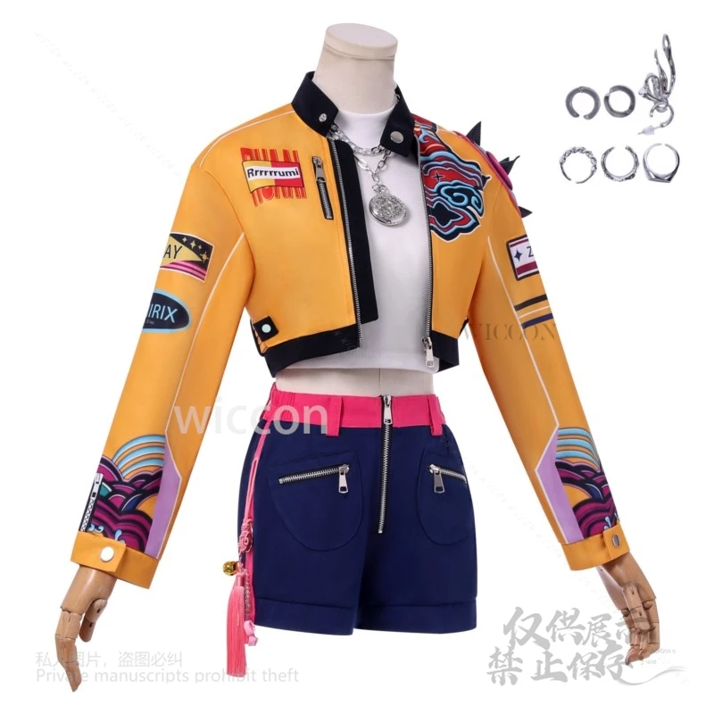 Аниме Охотники на демонов Зои Мира Руми Кпоп Косплей Желтое пальто Костюм Женский фэнтезийный костюм Наряд Ролевая игра Хэллоуин Полный комплект Вечеринка
