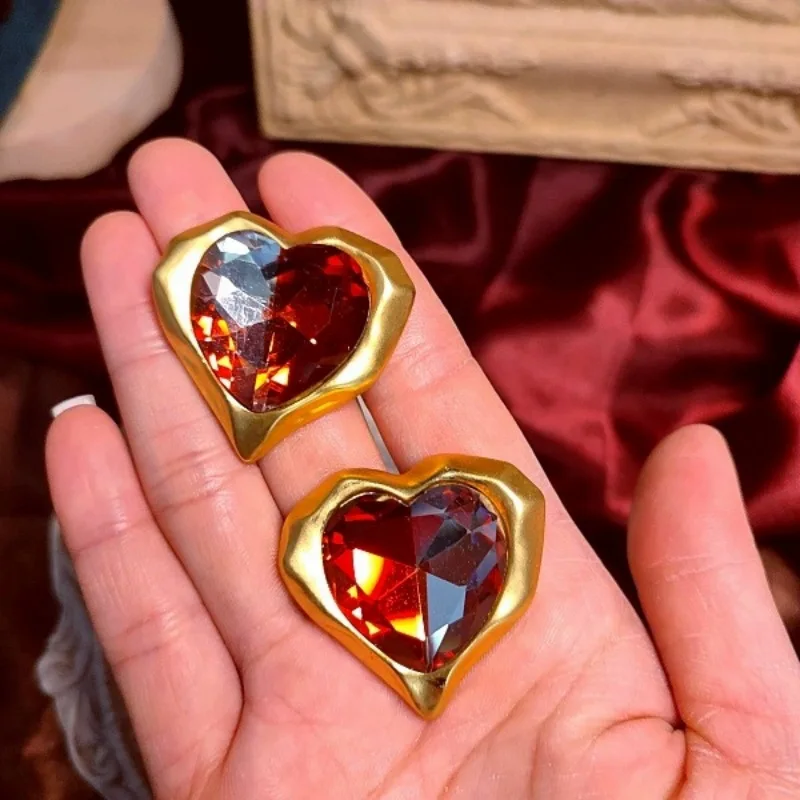 

Vintage Statement Big Fashion Romantic Love Heart Earrings For Women Creative New Red Blue Luxury Earings