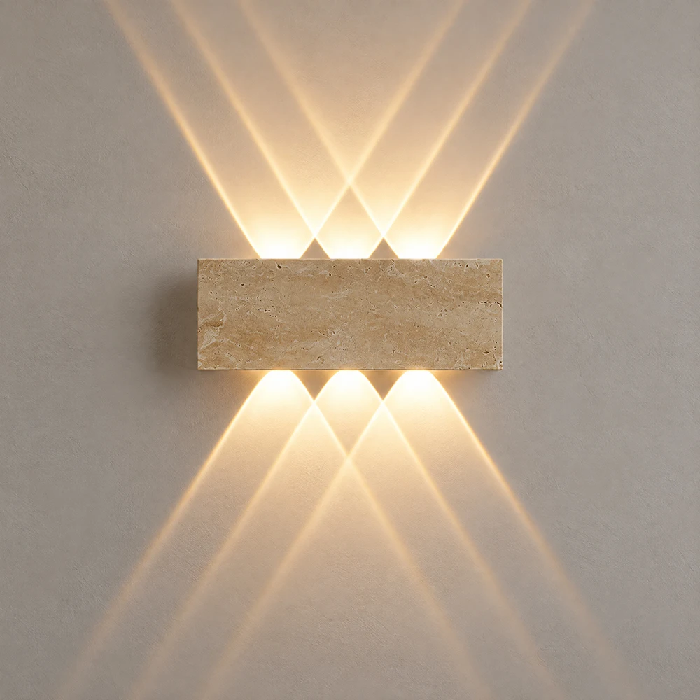 Modern Natural Travertine Wall Sconce LED Outdoor Indoor Up Down Light 3000K Warm White Waterproof Stone Lamp AC85-265V