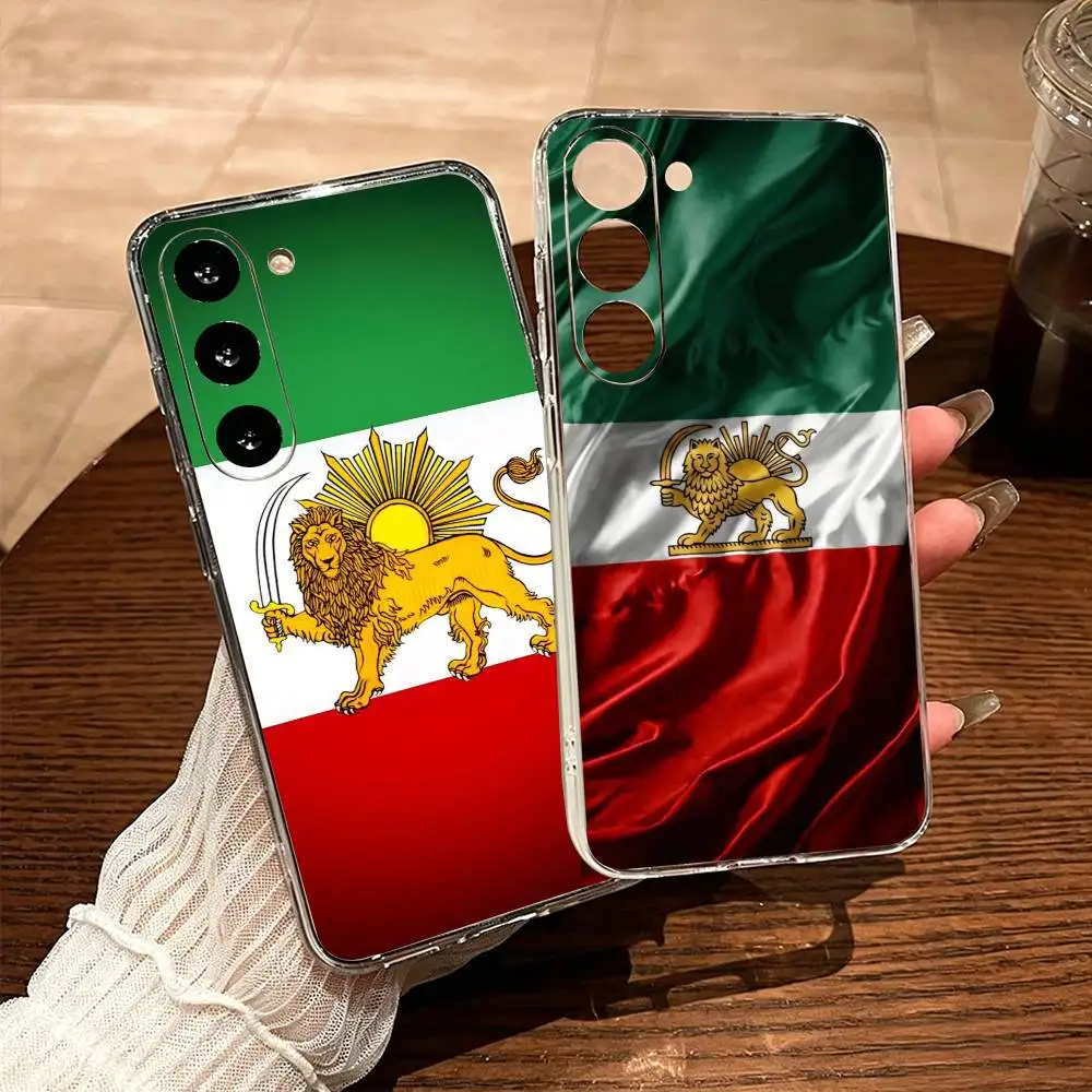 Lion Flag Of Iran Flag Phone Case For Samsung Galaxy Soft Touch Shatterproof Precise Hole Transparent Printed Phone Case