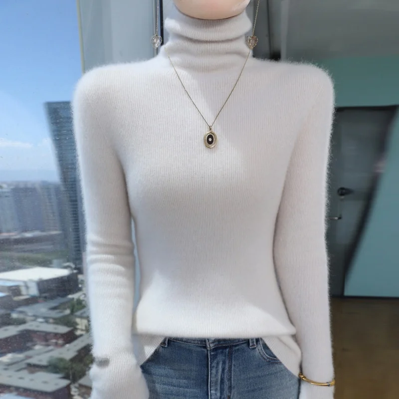 

Slim Fit High Ne Knitted Sweater Women's Autumn Sle Color Base Layer Top Chinese Production Long Sve Crew Ne