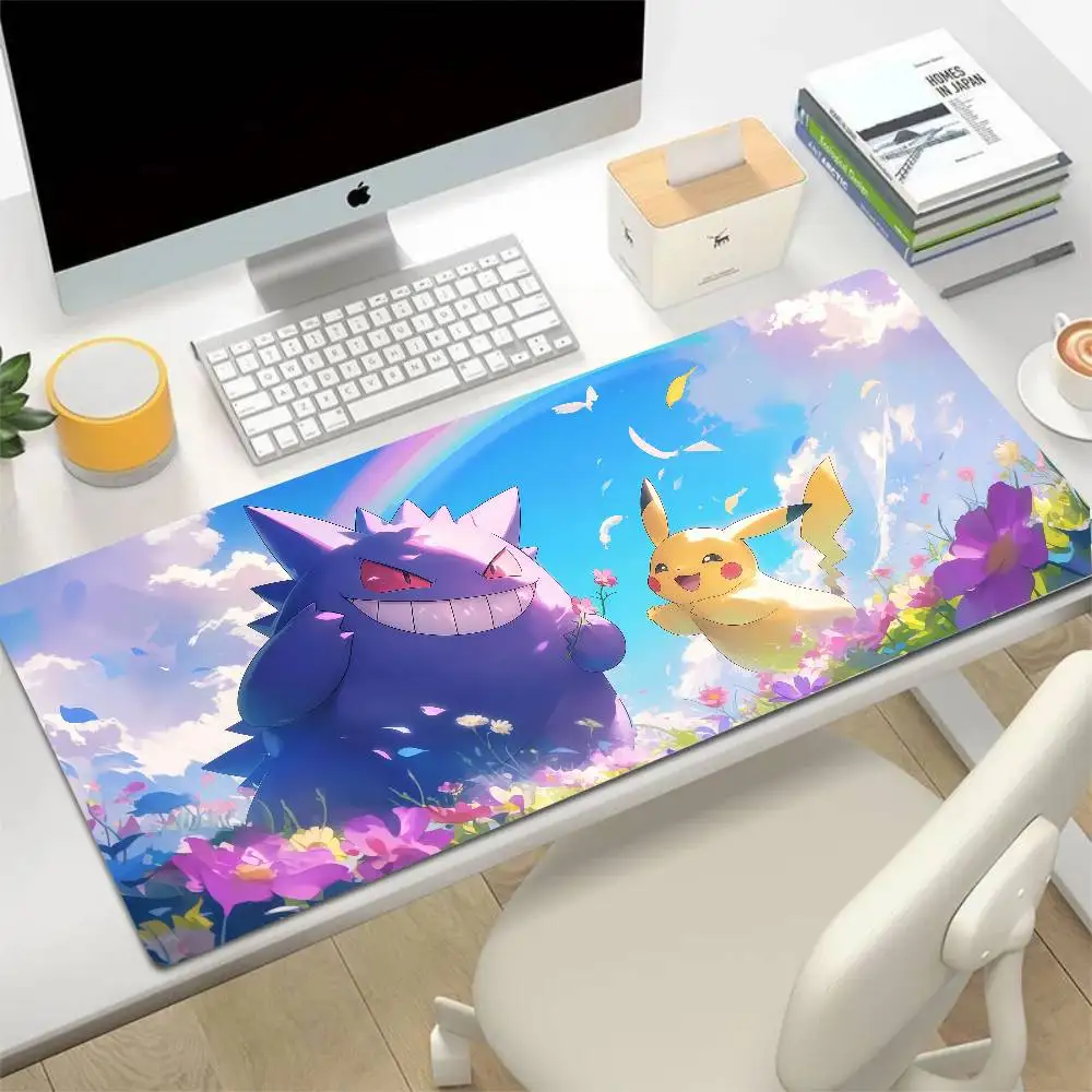 Pokemon Pikachu Gengar Gamer Mouse Pad XXL Rubber Keyboard Desk Mat With 2MM Lock Edge