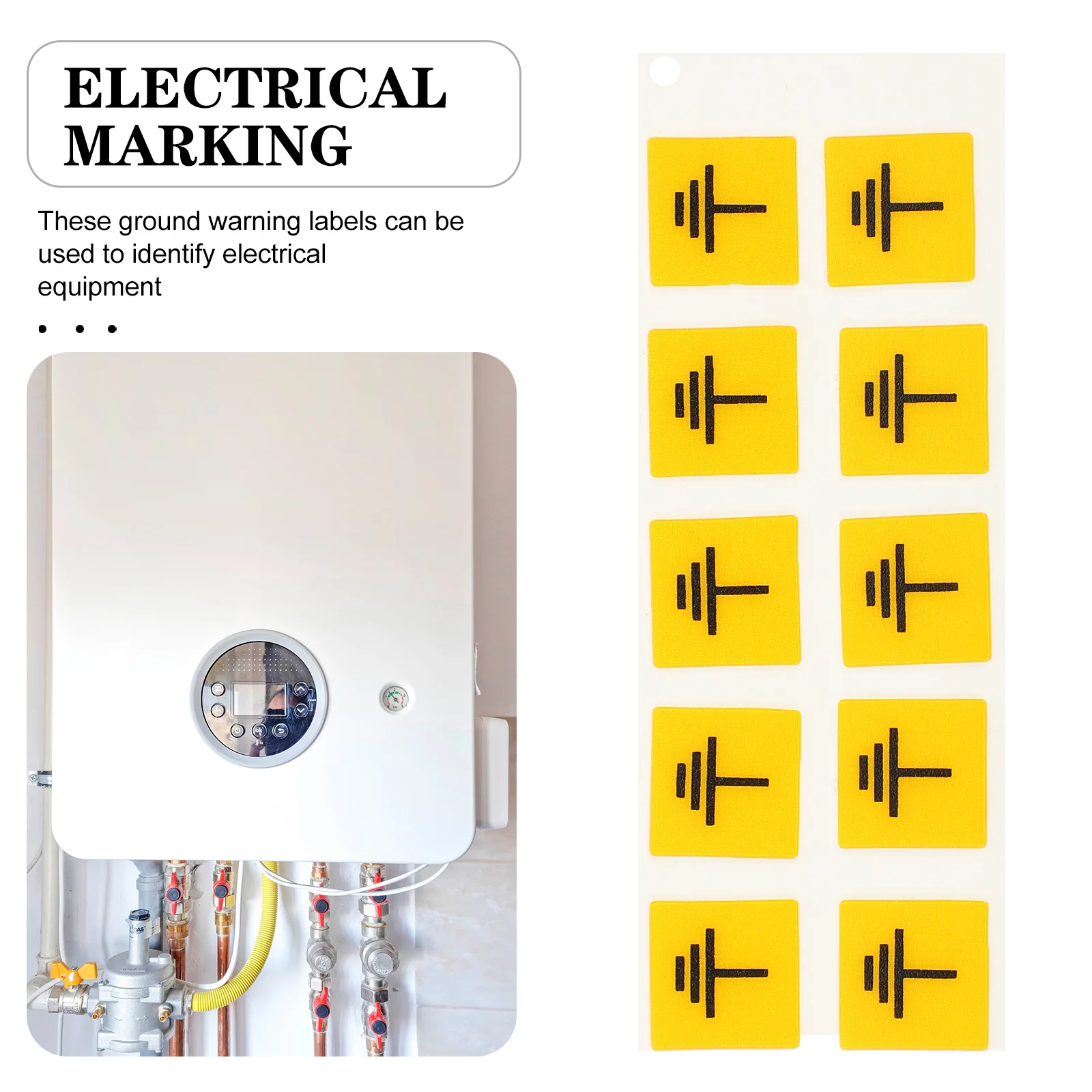 10 قطع من ملصقات التحذيرية للاتصال الأرضي، التصاق قوي، سهلة الاستخدام، علامات السلامة للوحة الكهربائية، ملصقات السلامة