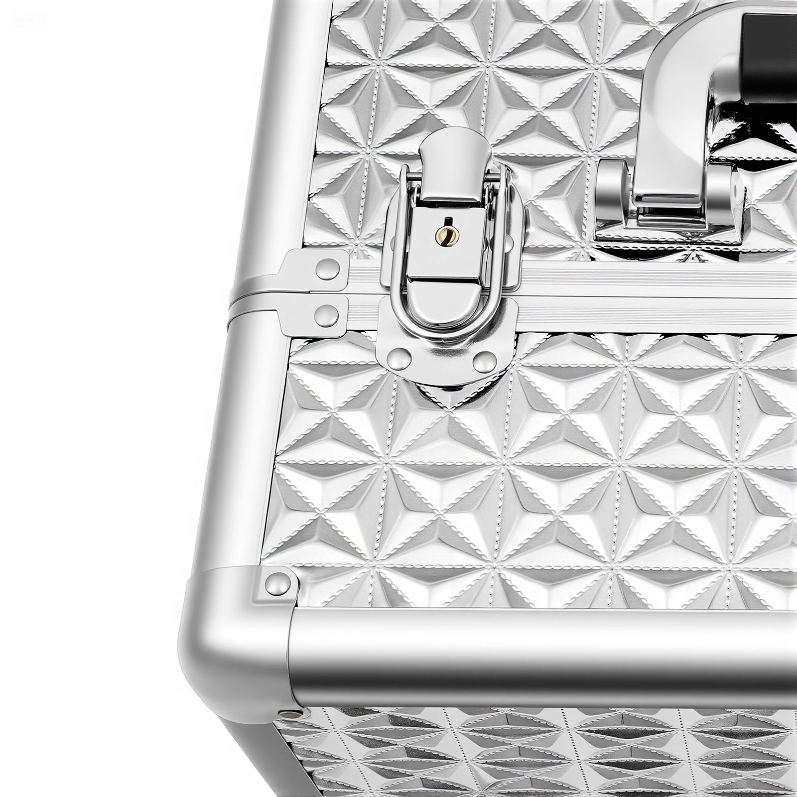 Rolling Makeup Case with 4 Detachable Wheels Aluminum 44.09 lbs Portable Drawer Hand-held Key Lockable (Silver) for Contests