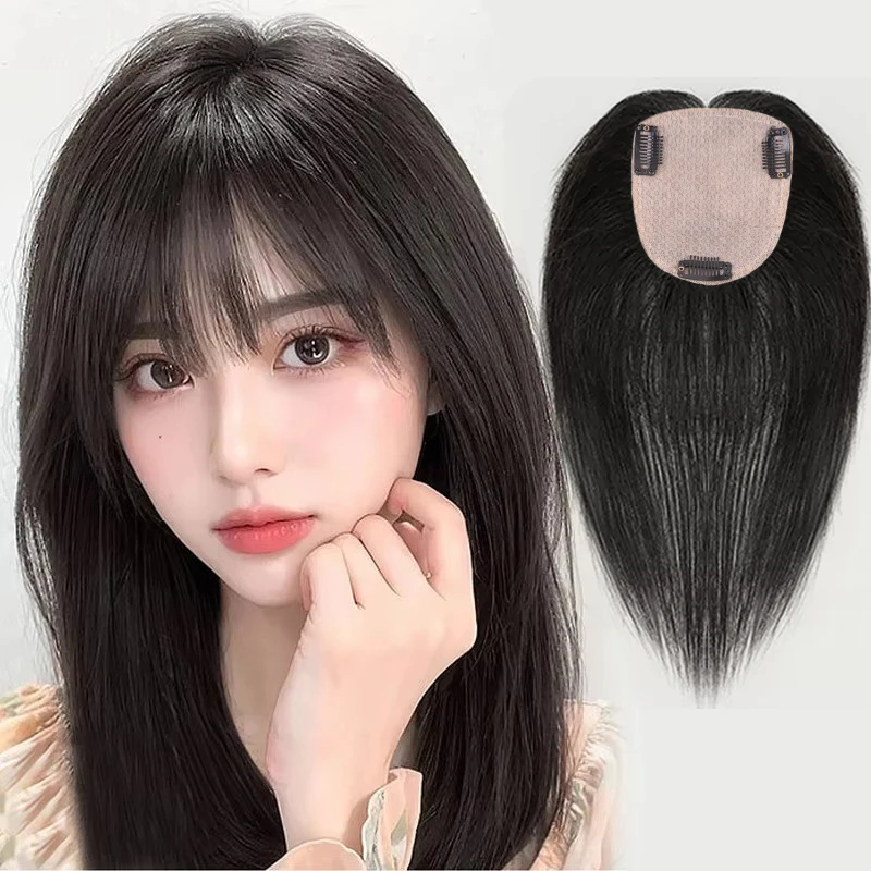 30cmNatural Human Hair Bangs 3D Curtain Bangs Clip-in Extensions Invisible Hairpieces Side Fringe Huam Hair for Women Daily Wear