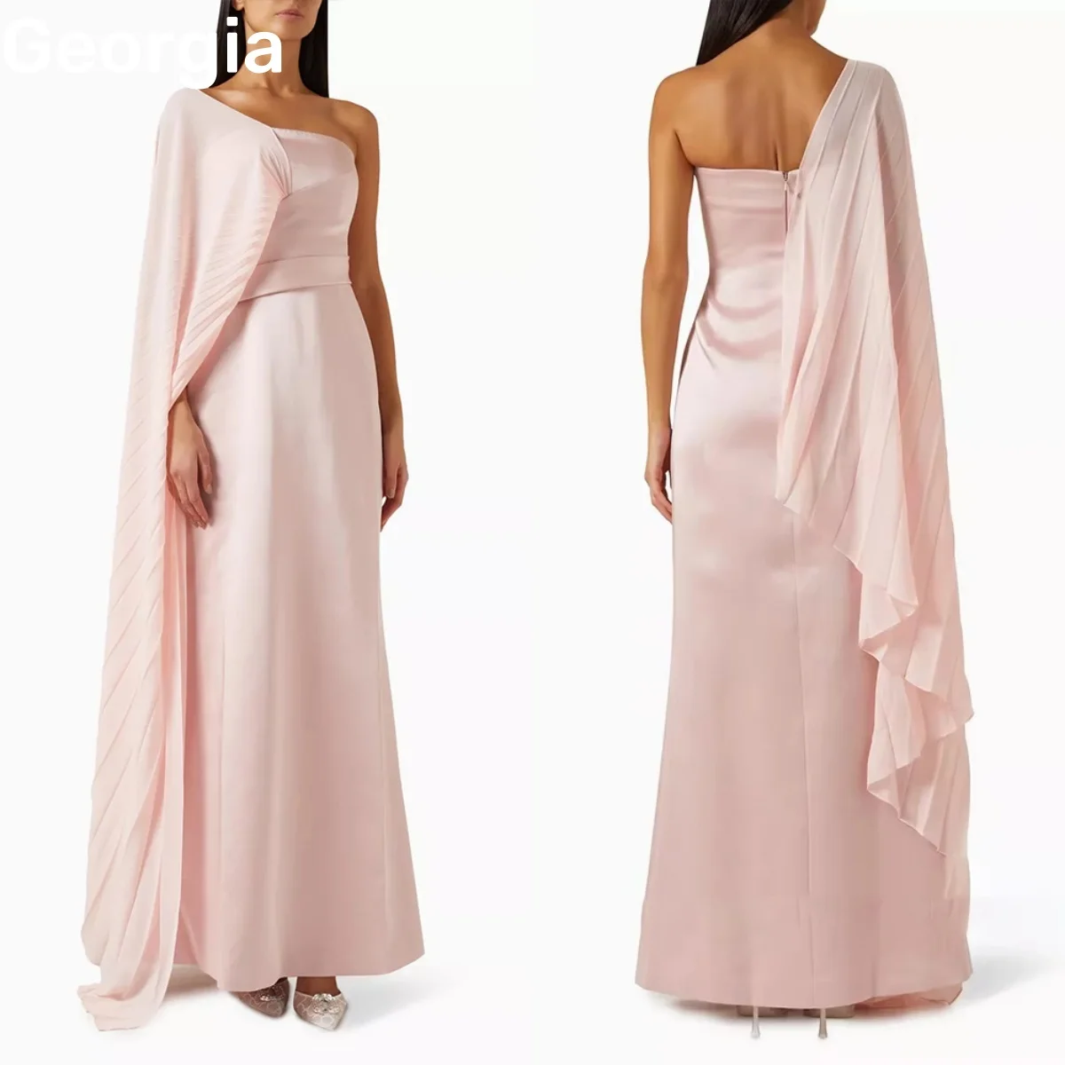 Passen Sie Abendkleider an, säulenförmig, One-Shoulder-Kleider für formelle Anlässe, Ballkleider mit Reißverschluss und Rüschen, bodenlanges Geburtstagskleid