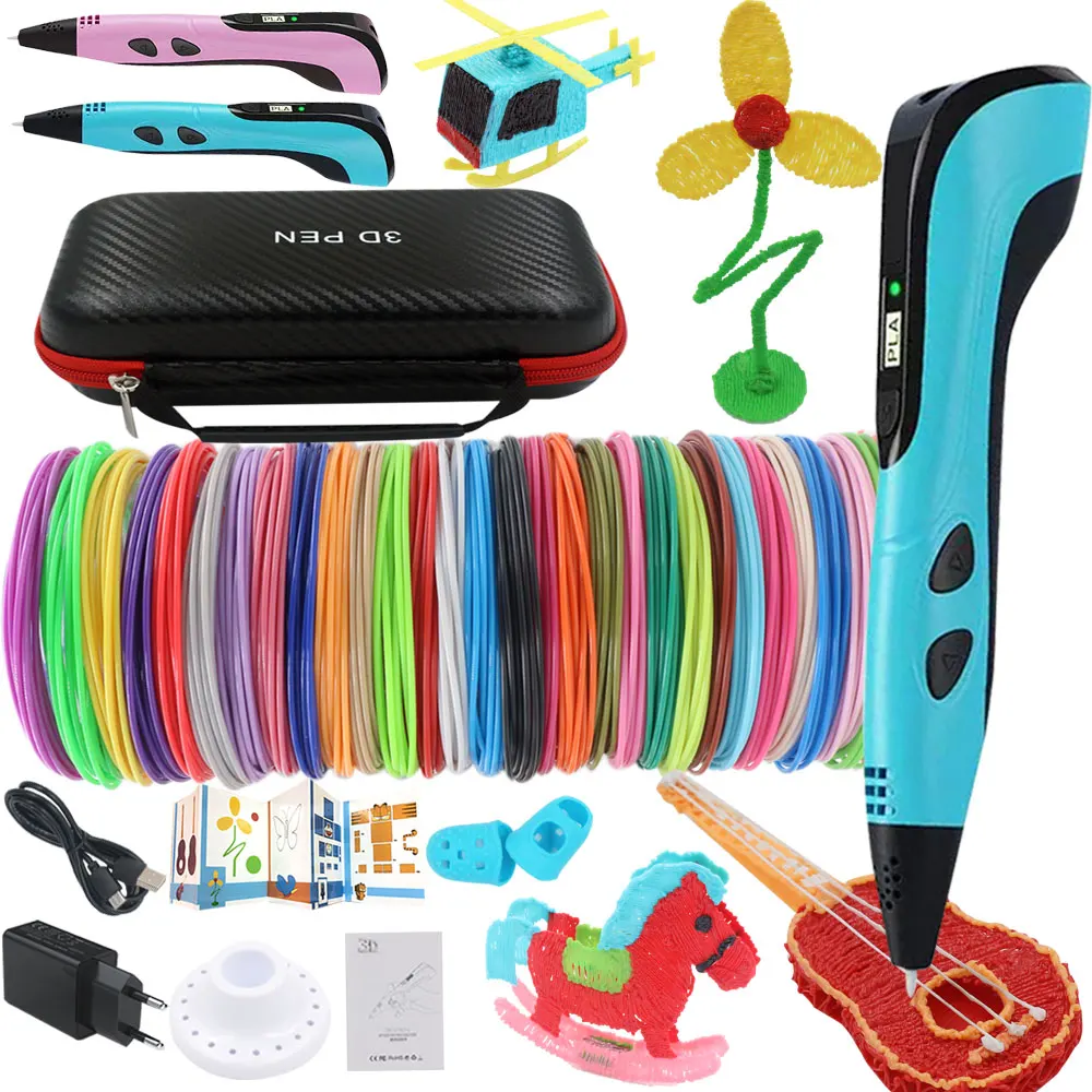 

New Design 3D Printing Painting Pen Set with LCD Display Power Adapter PLA Filament Travel Box Children Birthday Christmas Gifts