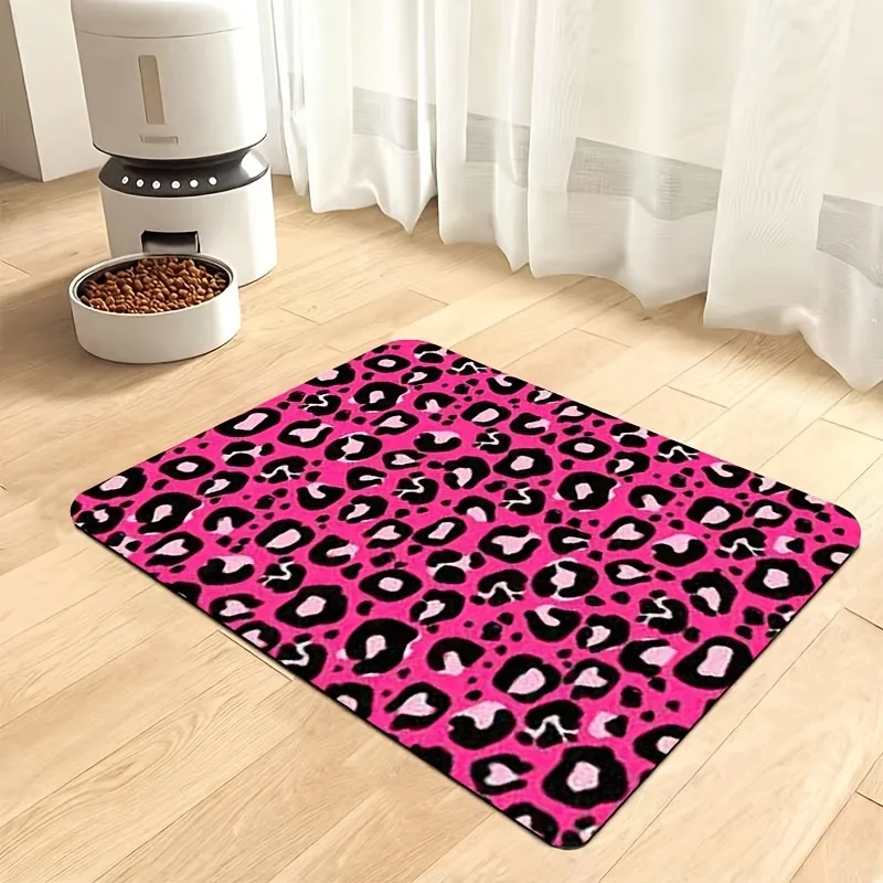 Luxurious Pink Leopard Print Mat Rug for Home Decor Entrance Door Mat Cute Animal Print Pet Dog Bathroom Mats Tropical Jungle St