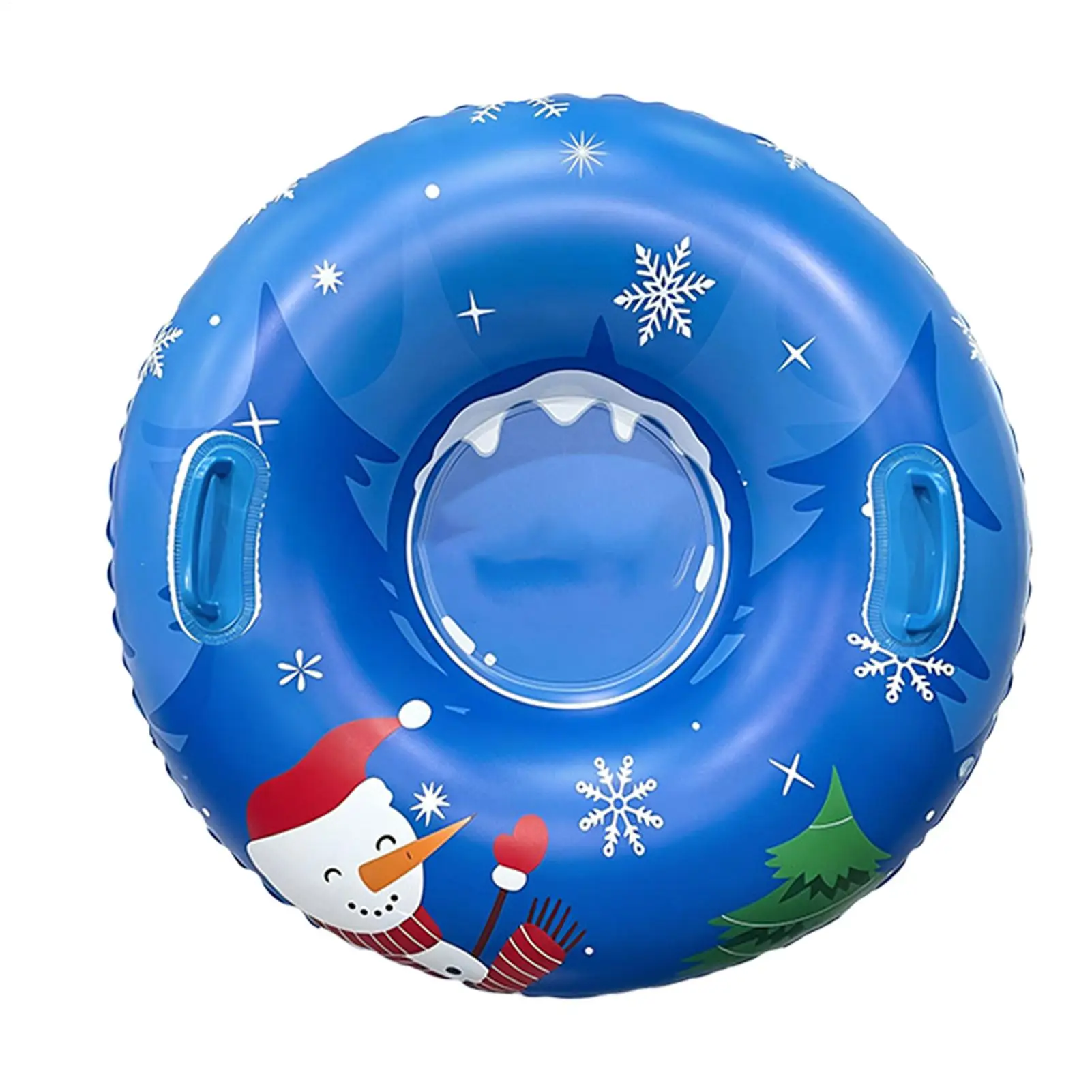 Inflatable Snow Sled Round Inflatable Snow Sliding Ring With Handle Thickened Sledding Ring For Outdoor Winter Driveway Walkway