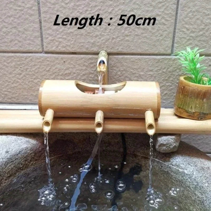 Bamboo Aquarium Water Recycling Filter Water Fountain Stone Trough Feng Shui Decoration Office Desktop Furnishings
