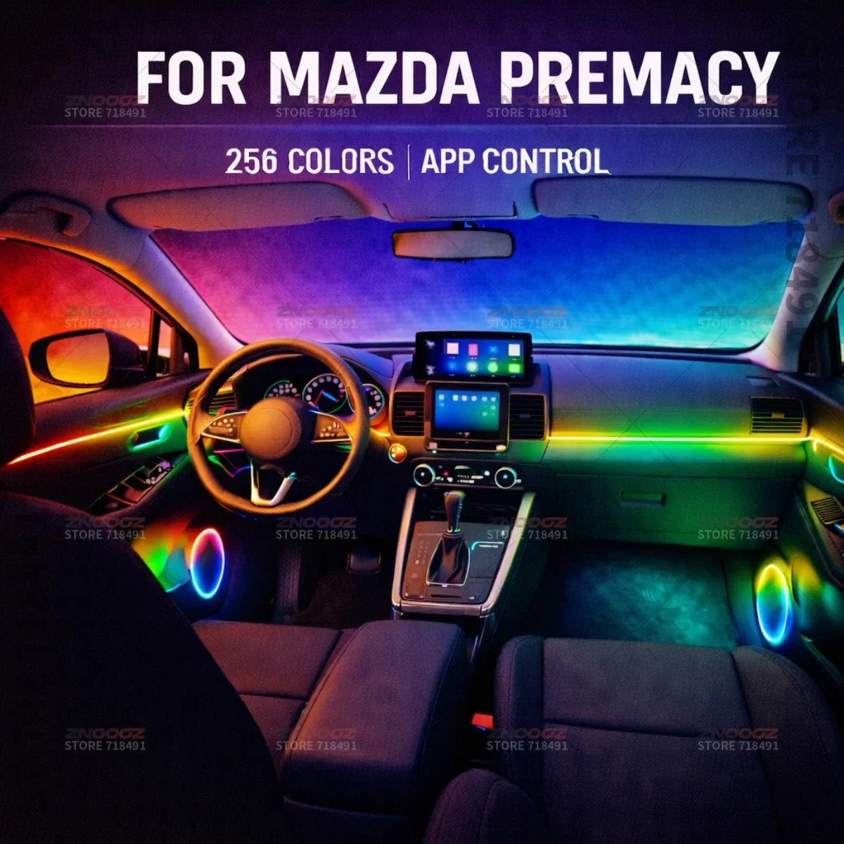 22in1 RGB Car Interior Acrylic Car Ambient Lights RGB Hidden Acrylic Strip Decoration Atmosphere Accessories For Mazda Premacy