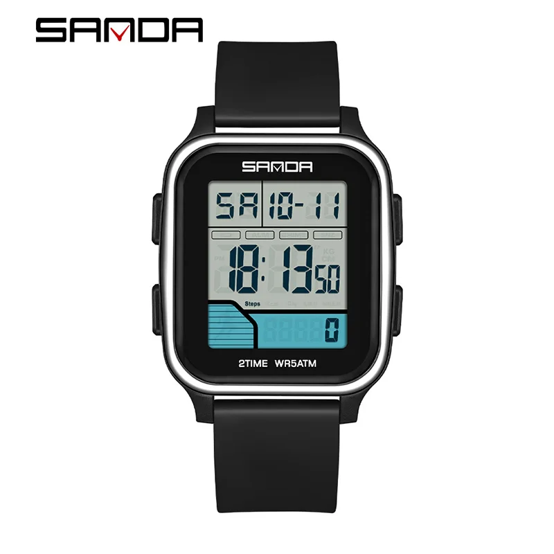 SANDA 2210 Sports Men's Electronic Watch Multifunction Calendar Luminous Countdown Waterproof Student Digital Watch reloj hombre