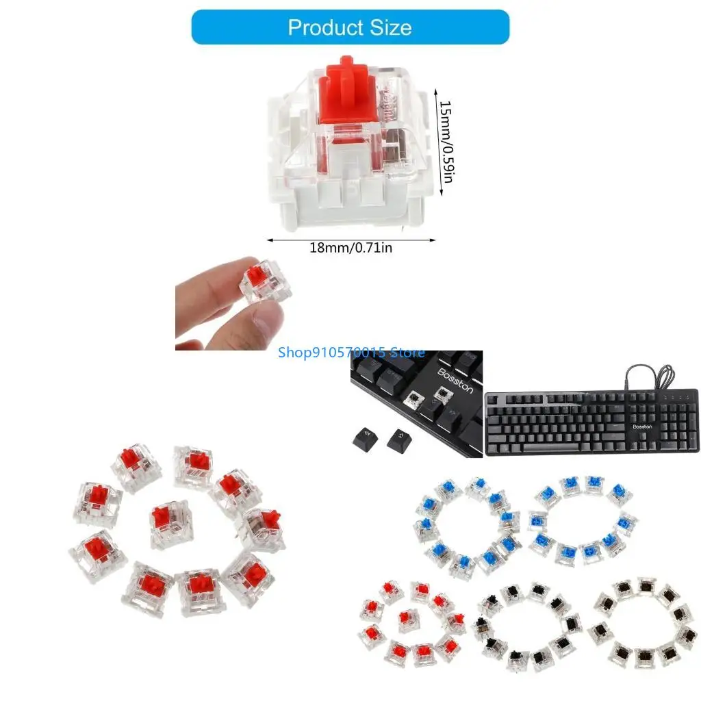 B95C Linear Switch 3Pin Red Switches for Mechanical Keyboard MX Cherry MX Clone Switches Transparent Housing